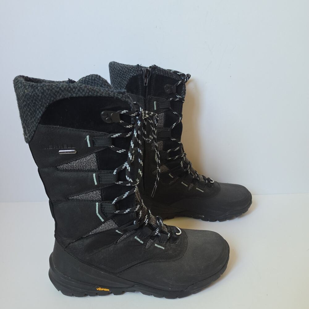 Merrell Boots Thermo Aurora 2 Womens Size 7 Tall Waterproof Black Vibram 400g